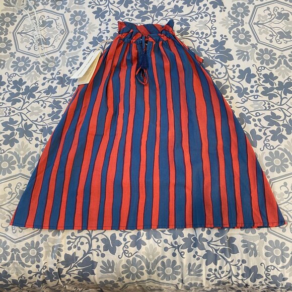 New Natalie Martin Girl's Marlien Sundress Batik Stripe Blue Blood Orange XS 2-3 - Picture 6 of 11